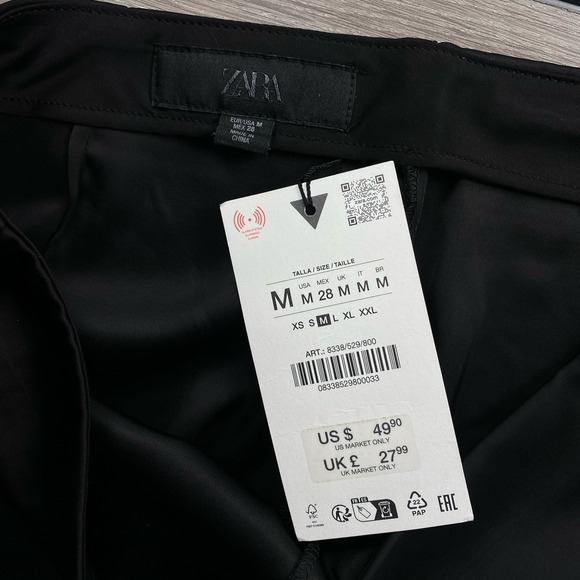 Zara Pants - Zara Women's Satin Wide Leg High Waist Pant Black Medium New